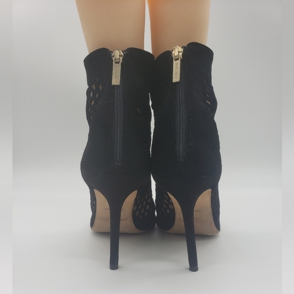 705- Jimmy Choo Women's Detroit Suede Peep Toe Open Bootie Made in Italy Sz 7.5 - Picture 6 of 13